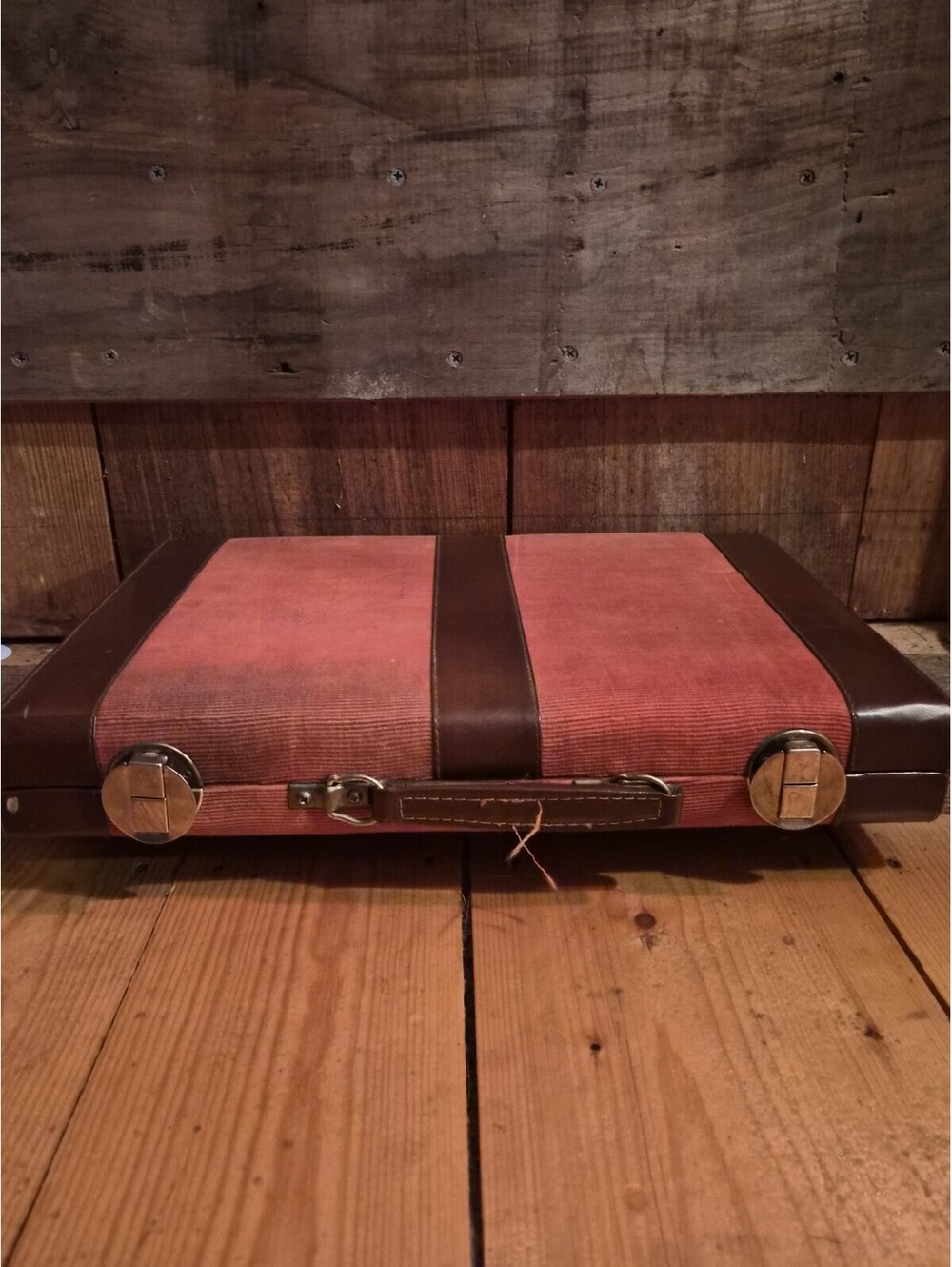 Vintage Backgammon Set Brown Orange Corduroy Case Retro Vtg
